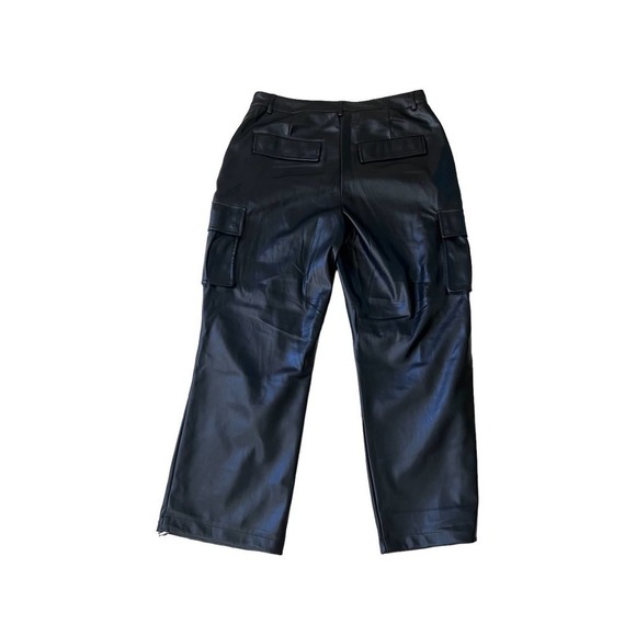 NWT 7 For all mankind faux leather black cargo pants sz Large - Picture 2 of 9